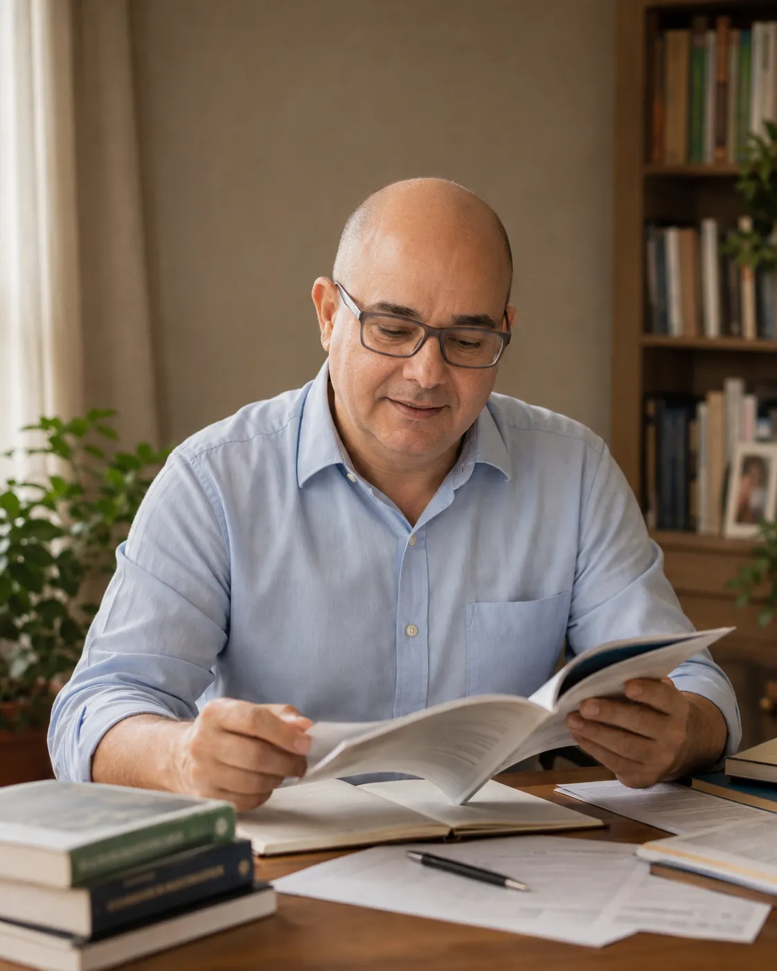Marcos pesquisando no computador